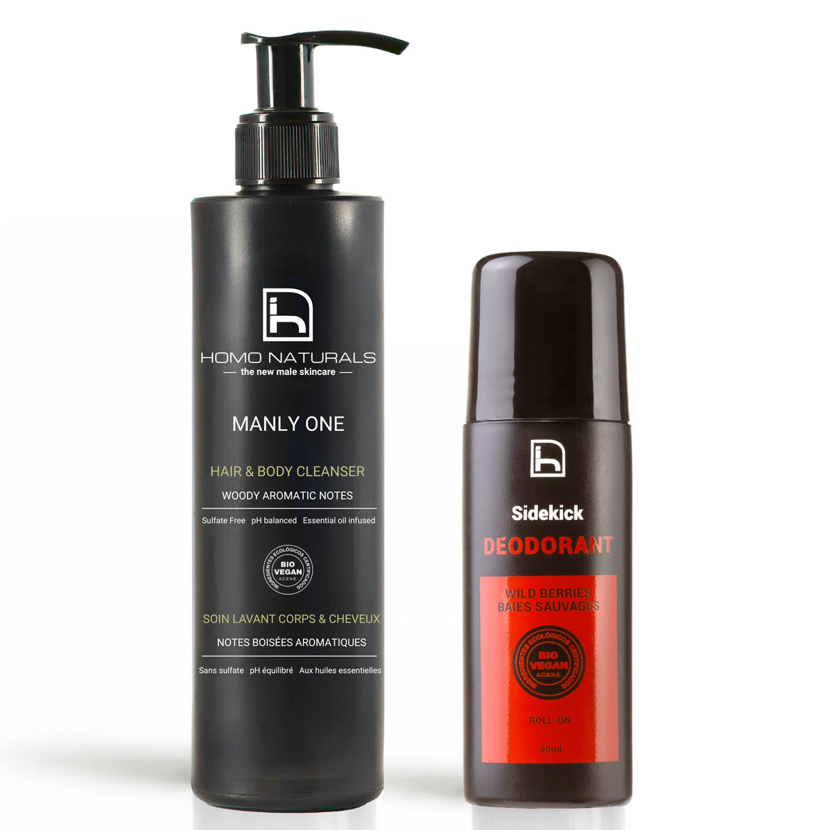 Desodorante bio para hombre y gel de ducha.