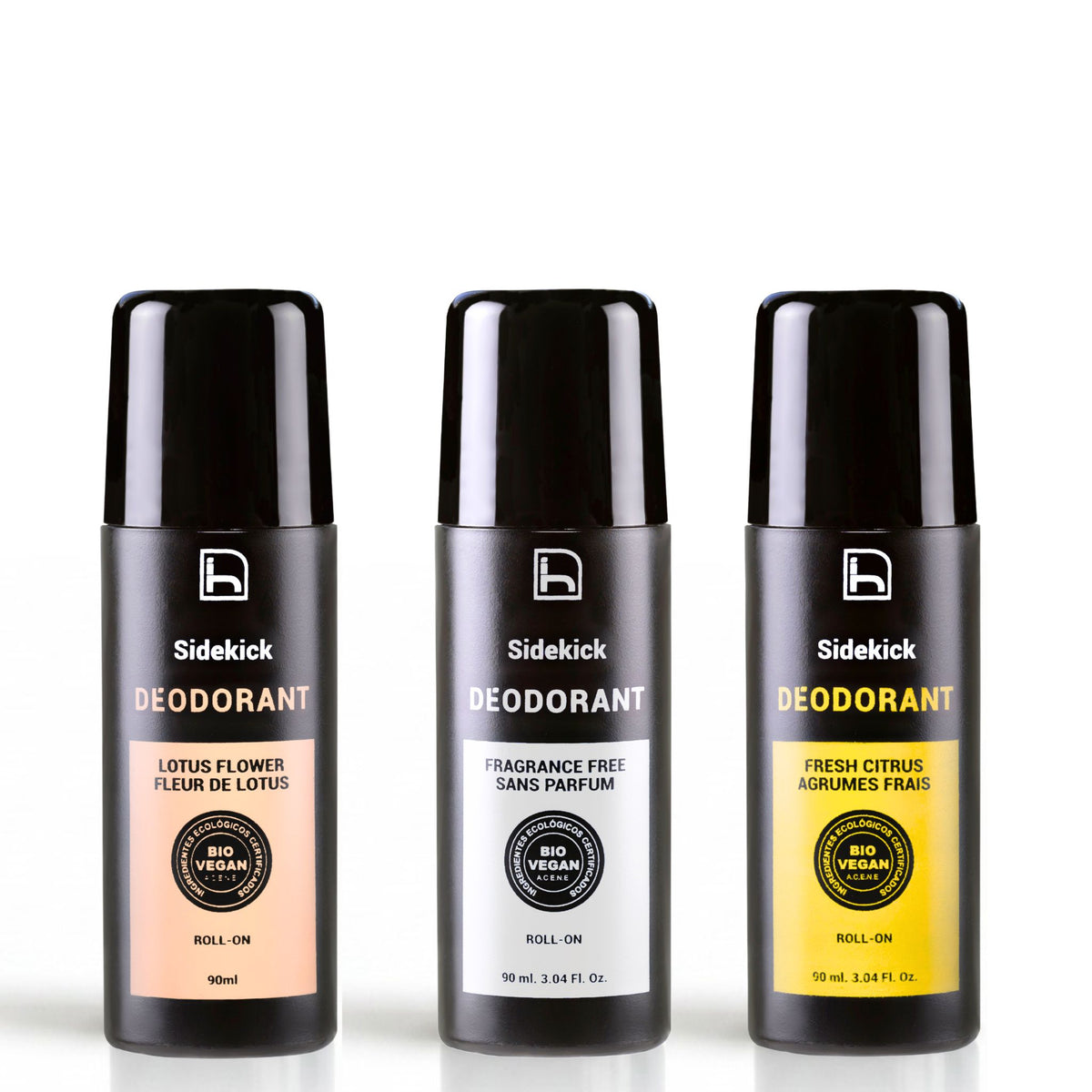 Desodorantes para hombre naturales y veganos certificados. Sin aluminio y sin alcohol. Eficaz fórmula antibacteriana contra el mal olor. Sin parabenos. Formato roll on.
