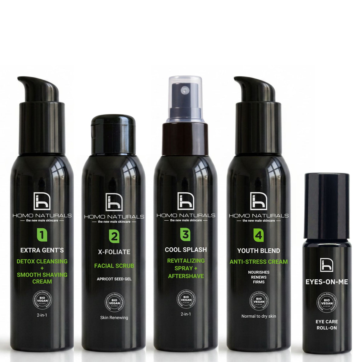 Kit cuidado facial piel grasa hombre con tratamiento para el contorno de ojos.